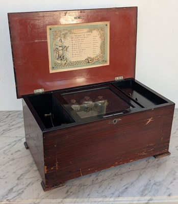 Lot 195 - A Victorian ten song music box, having three...