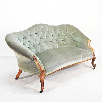 Lot 633 - A Victorian green upholstered and carved...