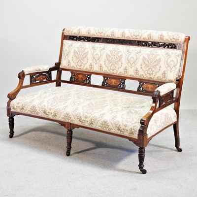 Lot 416 - A late Victorian rosewood and boxwood inlaid...