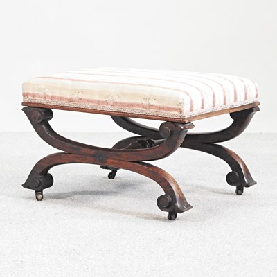 Lot 73 - A Regency rosewood and upholstered X frame...