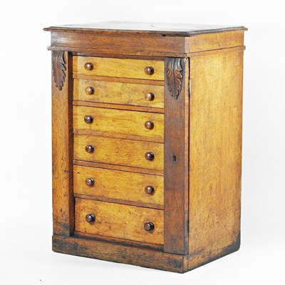 Lot 641 - A Victorian light oak collector's chest,...