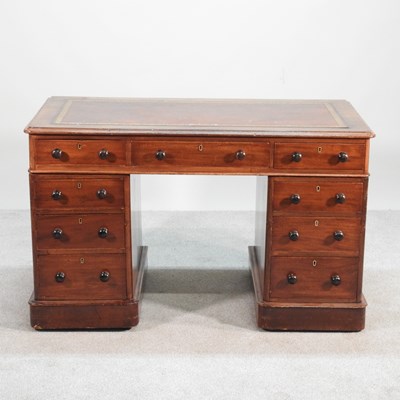 Lot 566 - A Victorian mahogany pedestal desk, with a...