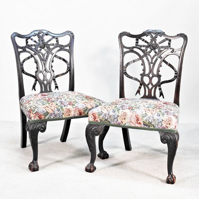 Lot 404 - A pair of ornate Edwardian Chippendale style...