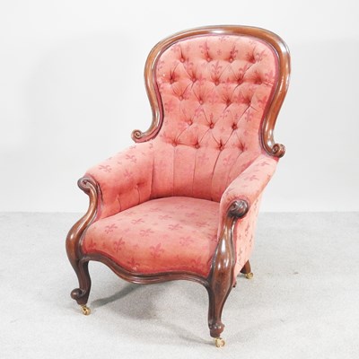 Lot 535 - A Victorian red upholstered show frame...
