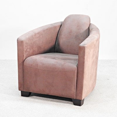 Lot 293 - A modern brown upholstered armchair, of...