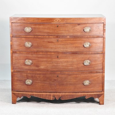 Lot 415 - A 19th century mahogany and crossbanded bow...