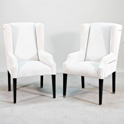 Lot 313 - A pair of modern cream upholstered armchairs,...