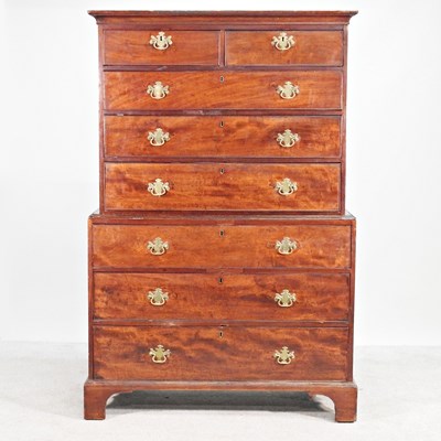 Lot 747 - A George III mahogany chest on chest, on...