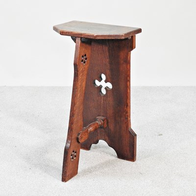 Lot 568 - An early 20th century oak stool, of Gothic...