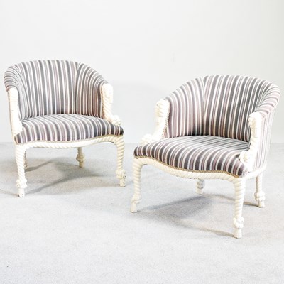 Lot 257 - A pair of early 20th century upholstered...