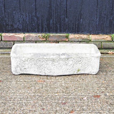 Lot 644 - A cast stone garden trough, 74cm wide