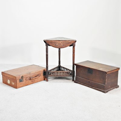 Lot 713 - An 18th century oak Bible box, 64cm wide, with...
