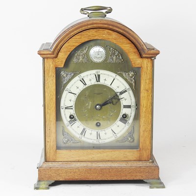 Lot 54 - An early 20th century walnut cased mantel...
