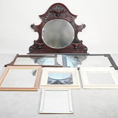 Lot 384 - An Edwardian over mantel mirror, together with...