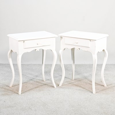Lot 318 - A pair of white painted French style beside...