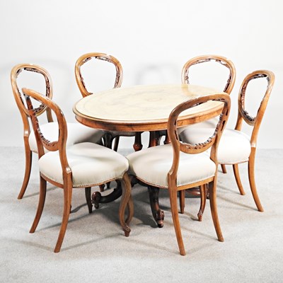 Lot 477 - A Victorian burr walnut oval dining table,...