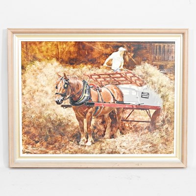 Lot 98 - Norman Hoad, 1923-2014, horse and hay cart,...