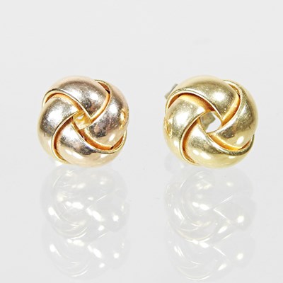 Lot 40 - A pair of 9 carat gold earrings, of celtic...