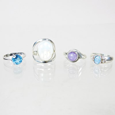 Lot 162 - A silver and opal dress ring, size L, together...