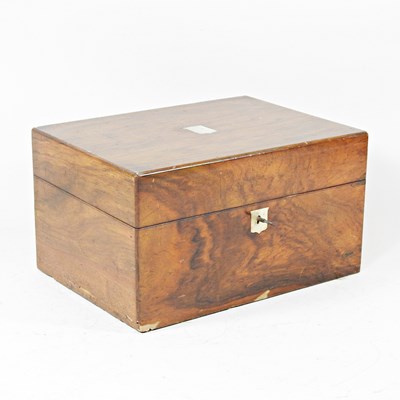 Lot 33 - A Victorian walnut vanity case, with a...