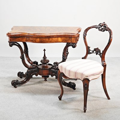 Lot 173 - A Victorian burr walnut serpentine folding...