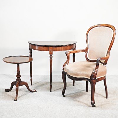Lot 144 - A French style show frame open armchair,...
