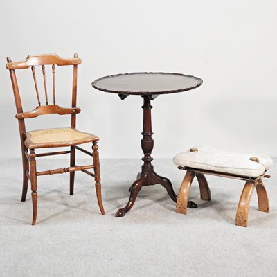 Lot 172 - A tripod table, 59cm wide, together with a...