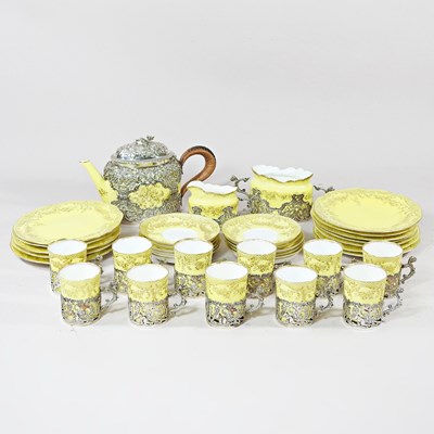 Lot 202 - A continental porcelain and Victorian silver...