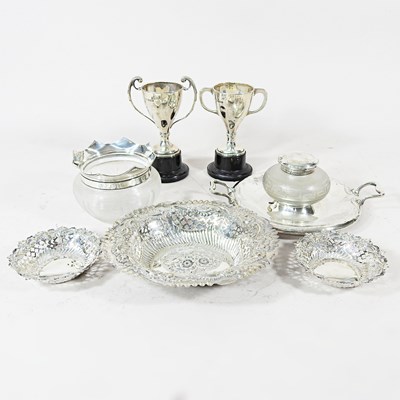 Lot 116 - A Victorian silver inkwell, London 1859, 20cm...