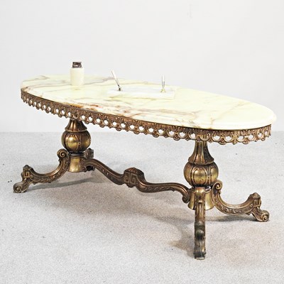 Lot 522 - An ornate green onyx and gilt metal coffee...