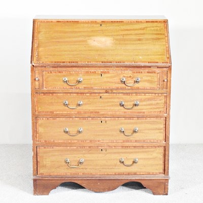 Lot 689 - An Edwardian satinwood and inlaid bureau, on a...