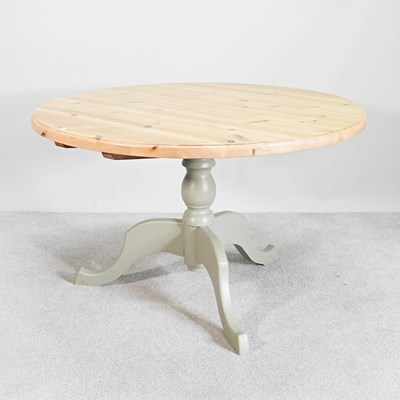 Lot 590 - A modern pine and painted pedestal dining...