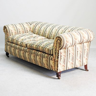 Lot 290 - An Edwardian and recently floral upholstered...