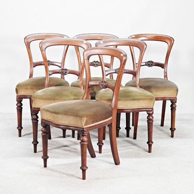 Lot 354 - A set of six Victorian mahogany dining chairs,...