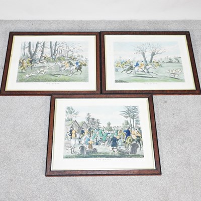 Lot 113 - After Pollard, set of three hunting prints,...