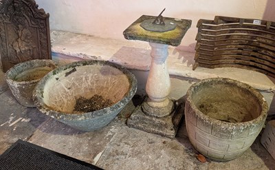 Lot 558 - Various concrete planters and a sundial