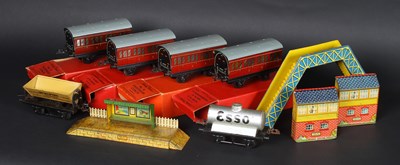 Lot 245 - Hornby O gauge, four carriages boxed, two...