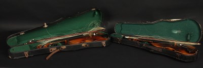 Lot 144 - Two vintage violins, cased