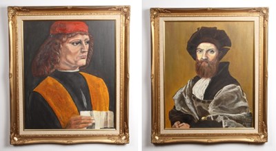 Lot 416 - A pair of portraits, after the antiques, oil...