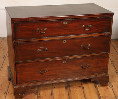 Lot 640 - A George III mahogany chest of three long drawers