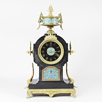 Lot 656 - A 19th century gilt and slate mantel clock,...