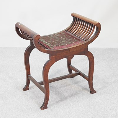 Lot 61 - An Edwardian X frame stool, recently...