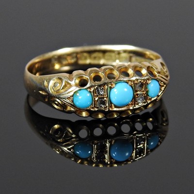 Lot 474 - An 18 carat gold turquoise and diamond ring, 2....
