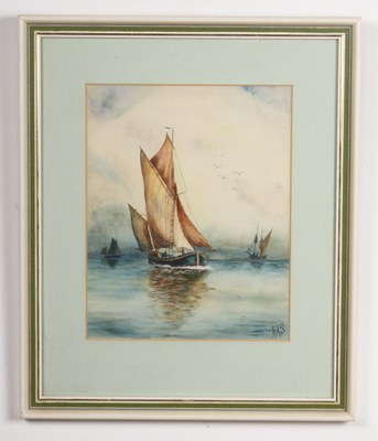 Lot 395 - RAS (monogram), 'Sail boats', watercolour,...