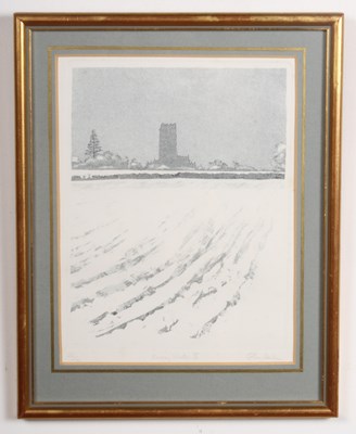 Lot 392 - John Preston, Kersey Winter 2, etching 26 x 20cm