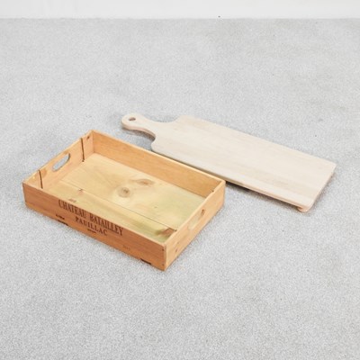 Lot 572 - A hand-made cheese board, 74cm long, together...