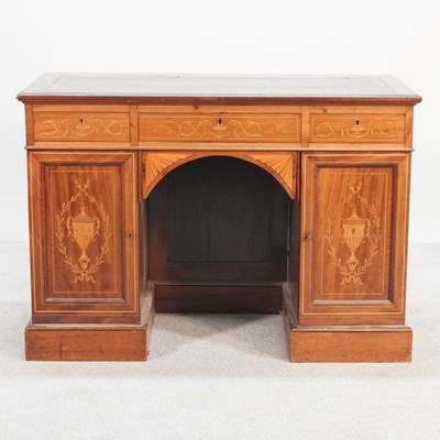 Lot 472 - An Edwardian inlaid sideboard, on a plinth base