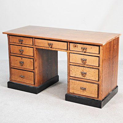 Lot 521 - A Victorian light oak and ebonised twin...