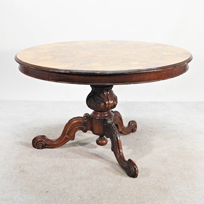 Lot 184 - A Victorian style marquetry dining table, of...