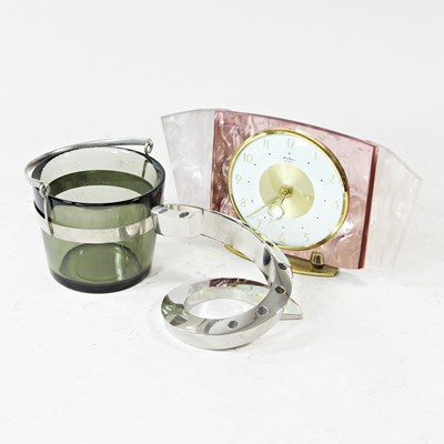 Lot 249 - A Swedish Orrefores smoked glass ice bucket,...
